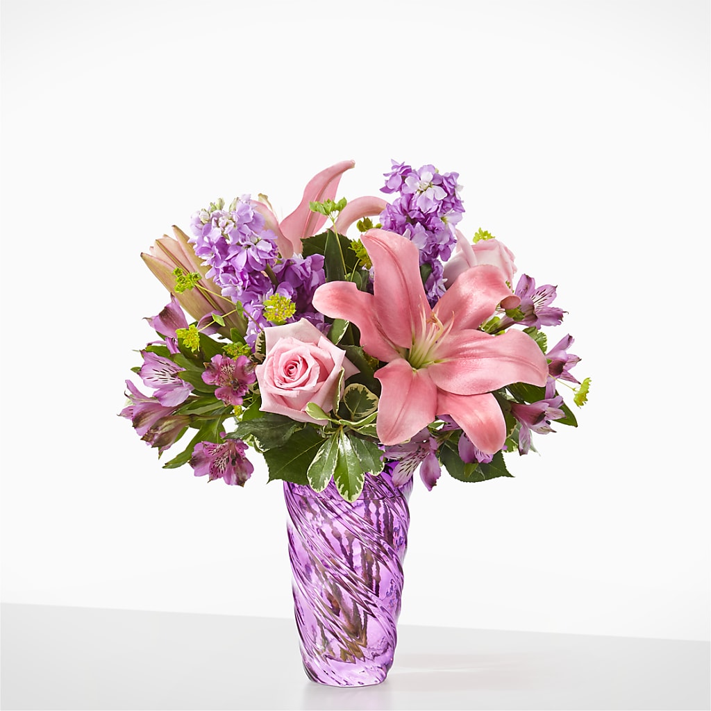Precious Petals Bouquet with Luxe Swirl Vase – COCO'S FLOWER BAR, Mckinney TX