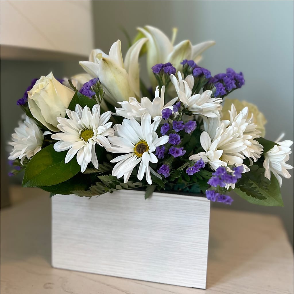 Beyond Blue Box Bouquet – COCO'S FLOWER BAR, Mckinney TX