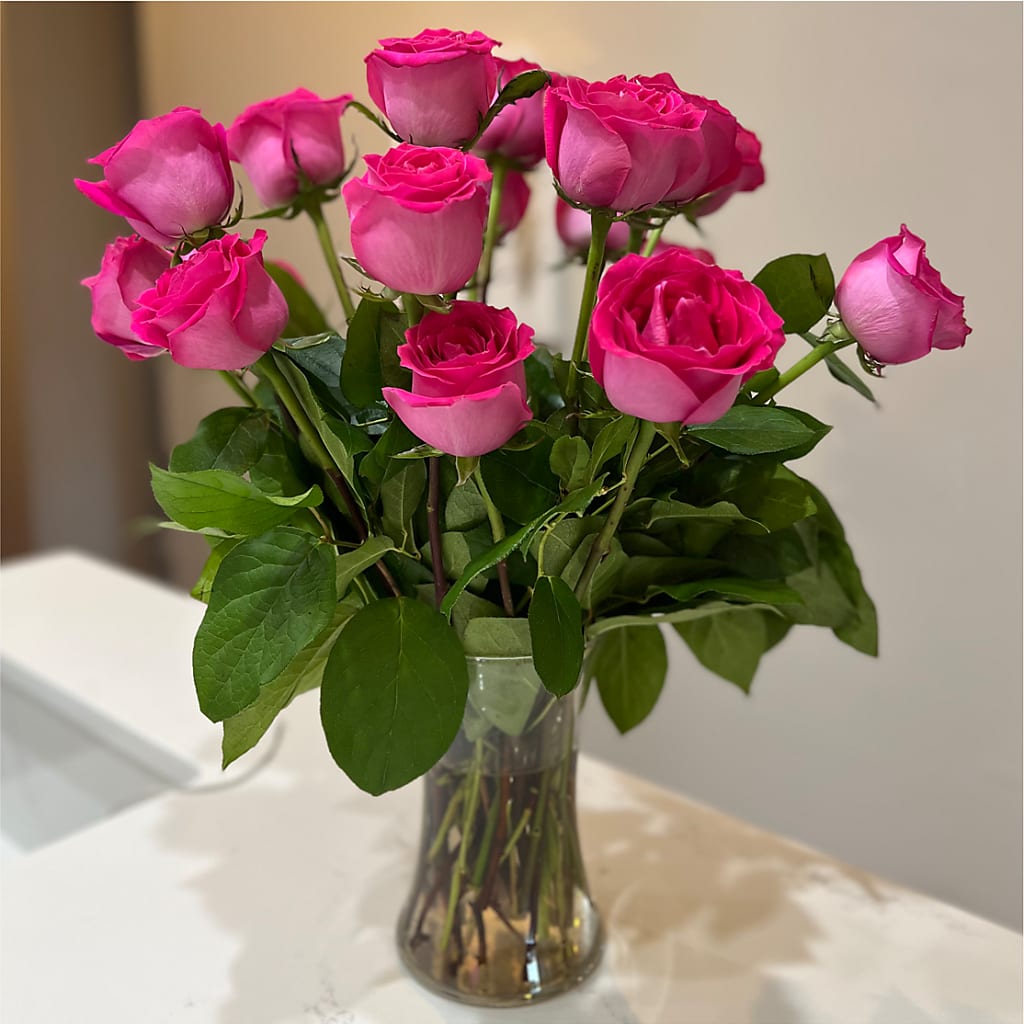 Long Stem Pink Rose Bouquet – COCO'S FLOWER BAR, Mckinney TX