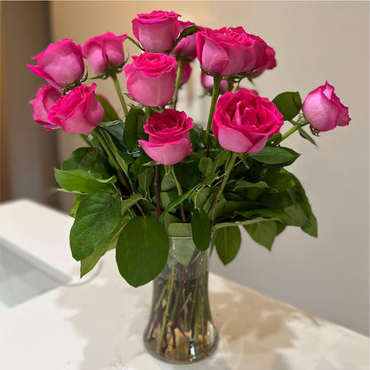 Long Stem Pink Rose Bouquet – COCO'S FLOWER BAR, Mckinney TX