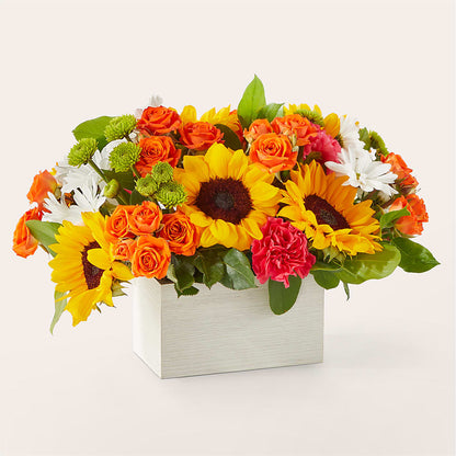 Sun-drenched Blooms Box Bouquet – COCO'S FLOWER BAR, Mckinney TX