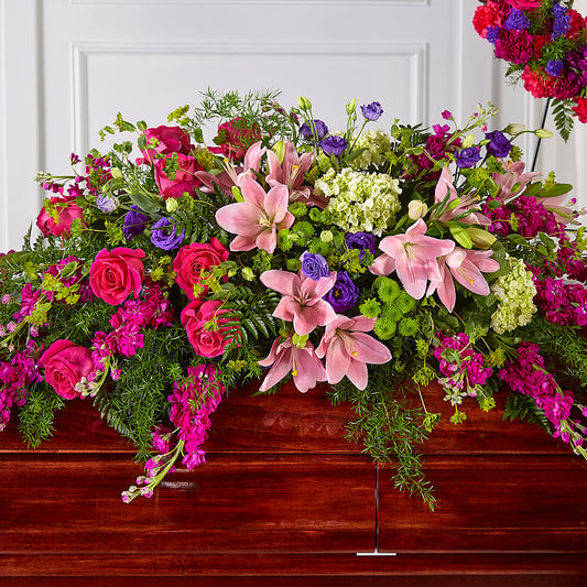 Radiant Tribute Casket Spray – COCO'S FLOWER BAR, Mckinney TX
