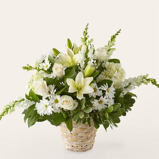 Ivory Elegance Floral Basket – COCO'S FLOWER BAR, Mckinney TX