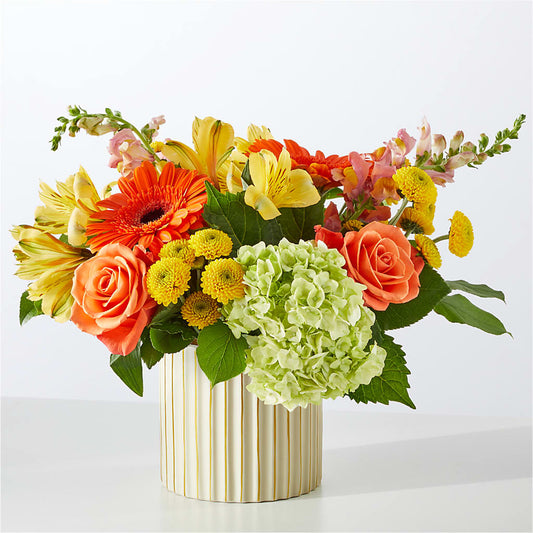 Autumn Sunshine Bouquet with Ivory Vase – COCO'S FLOWER BAR, Mckinney TX