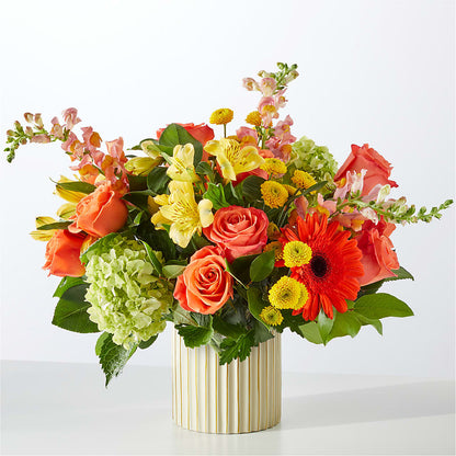Autumn Sunshine Bouquet with Ivory Vase – COCO'S FLOWER BAR, Mckinney TX