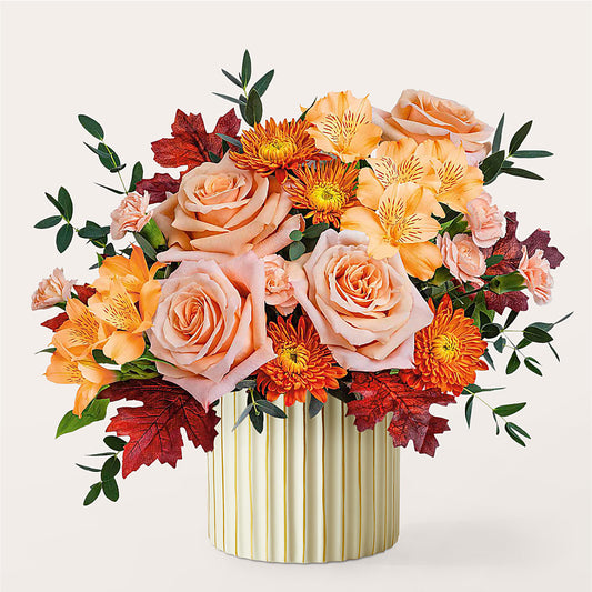 Spiced Latte Bouquet with Ivory Vase – COCO'S FLOWER BAR, Mckinney TX