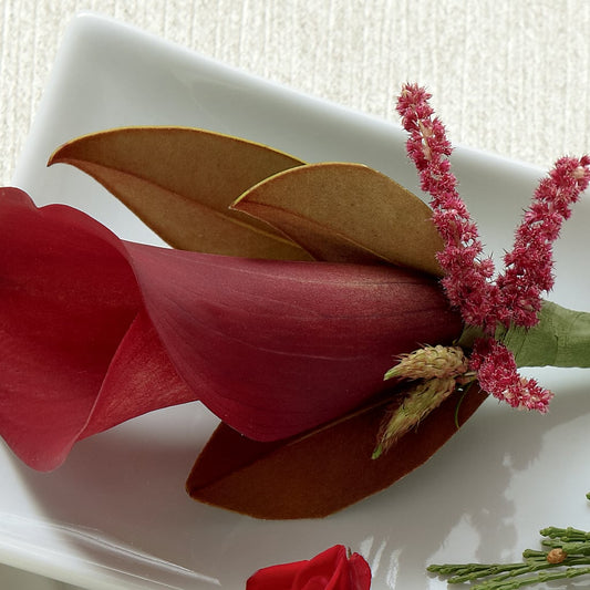 Red Calla Boutonniere – COCO'S FLOWER BAR, Mckinney TX
