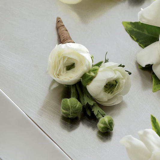 White Ranunculus Boutonniere – COCO'S FLOWER BAR, Mckinney TX